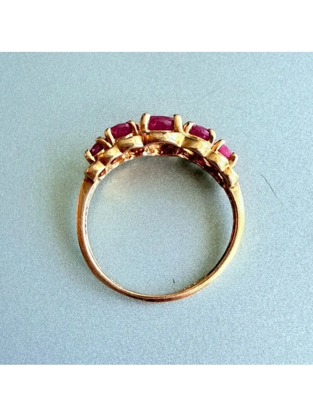 Estate 10K Solid Gold 1.6 TCW Natural Ruby 5Stone Channel Set Ring JCM Mauritius